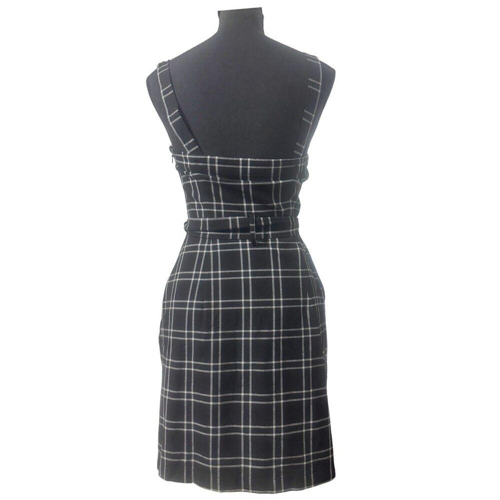 Black & White Plaid Academia Preppy Cottagecore Button Front Mini Dress Size S - Picture 5 of 7